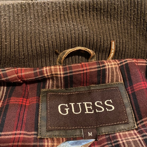 Guess Distressed Leather Flannel Lined Jacket Size Medium - Picture 6 of 10
